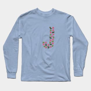 Floral Monogram Letter J Long Sleeve T-Shirt